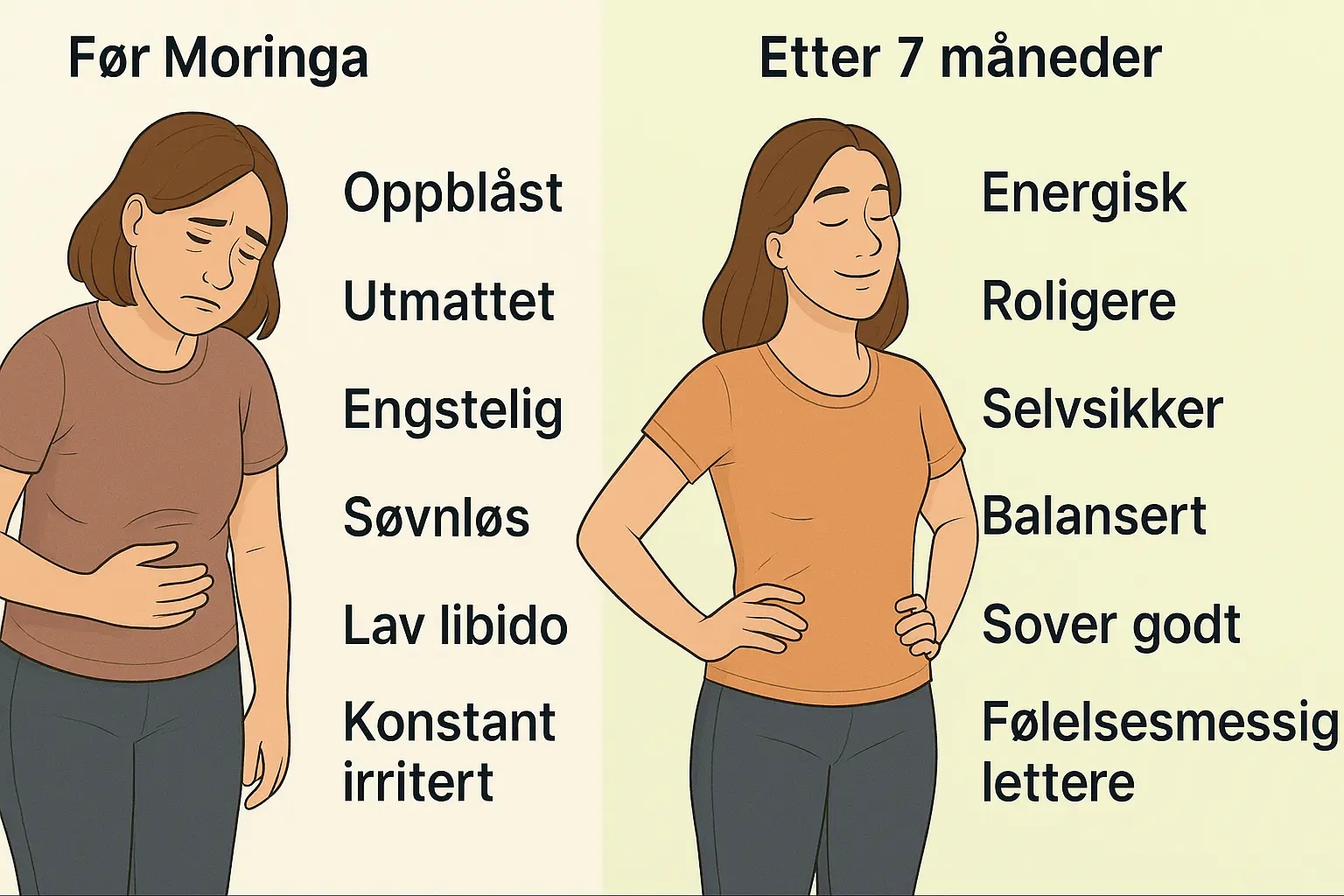 Før og etter-bilde: bedre energi og balanse etter 7 måneder